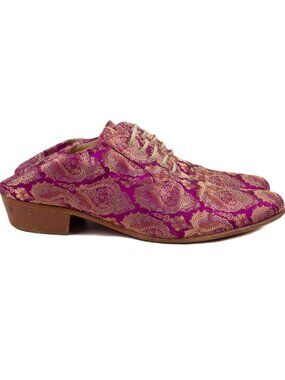 HAIDER ACKERMANN Pink Paisley Jacquard Satin Mules Sz IT 37 US 7 SS12 RUNWAY